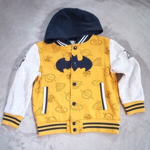 DC Batman Letterman Style Hooded Fleece Jacket 5